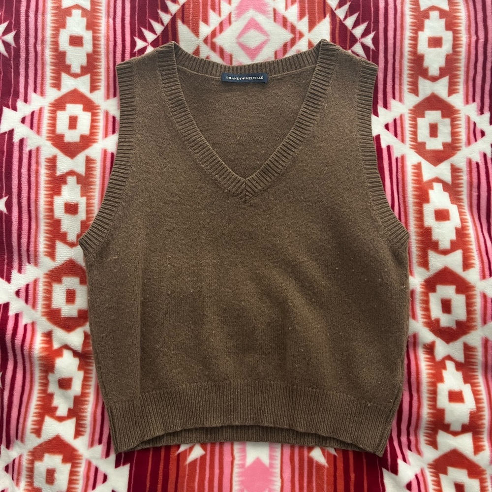 Brandy Melville brown wool cashmere mia sweater vest